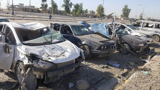 Suicide car bomb targets election warehouse in Kirkuk, injures 20 security members. (Photo: Social Media)